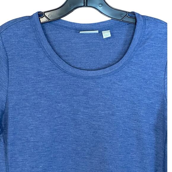 LOGO Lounge Lori Goldstein Blue Size Small Terry Short Sleeve Tunic Top Pocket - Picture 3 of 8